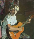 Linus mit Gitarre - Öl/Lwd 77x68cm 2011