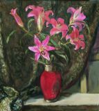 Pink Lilies - 96x85cm Öl/Lwd 2014